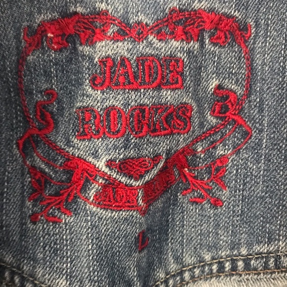 Jade Rocks Button Up Western Denim Jacket Size Large - Picture 2 of 7